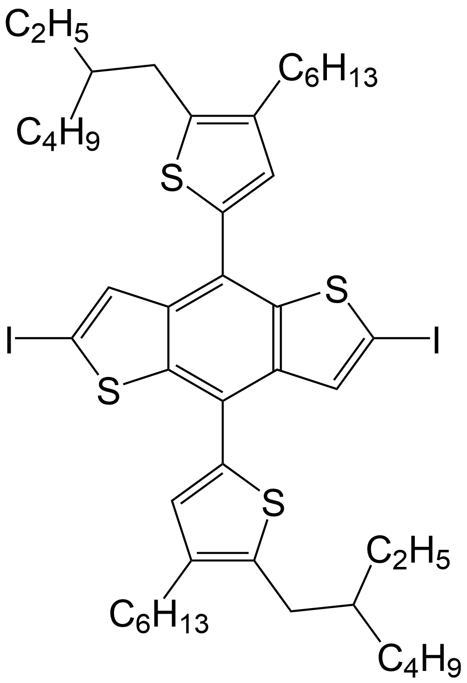 4,8-双(5-(2-乙基己基)-4- 己基噻吩 -2-基)-2,6-二碘苯并[1,2-b:4,5-b']二噻吩/